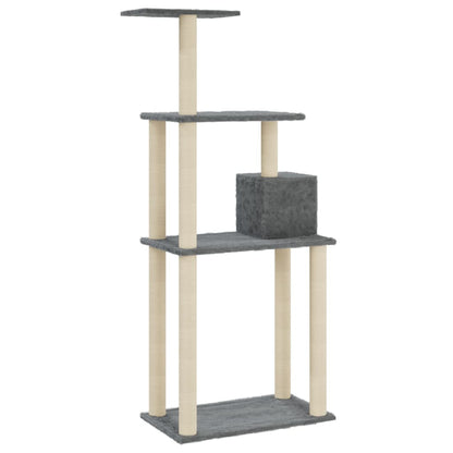 Albero per Gatti con Tiragraffi in Sisal Grigio Scuro 147 cm | homemem39