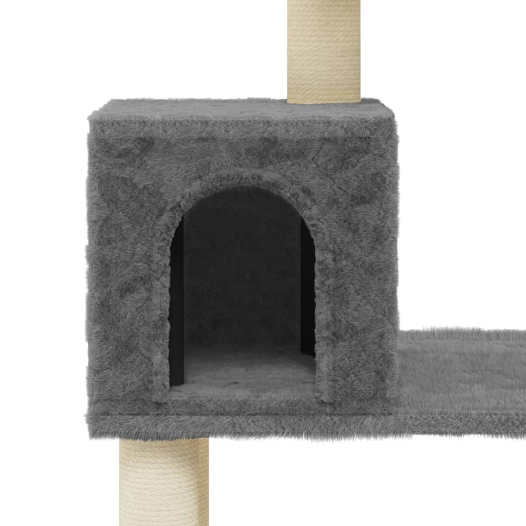 Albero per Gatti con Tiragraffi in Sisal Grigio Scuro 147 cm | homemem39