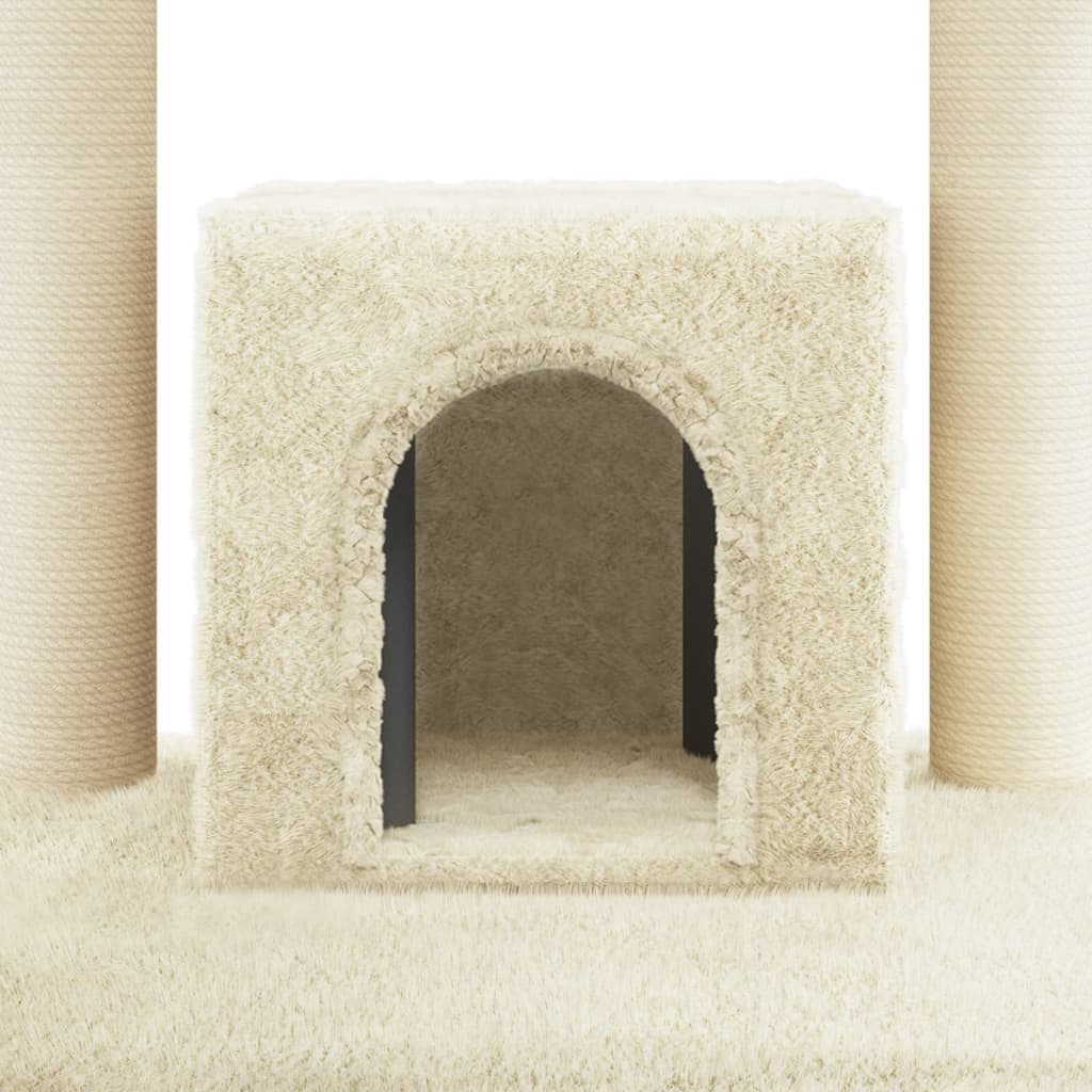 Albero per Gatti con Pali Tiragraffi in Sisal Crema 110 cm | homemem39