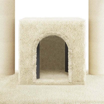 Albero per Gatti con Pali Tiragraffi in Sisal Crema 110 cm | homemem39