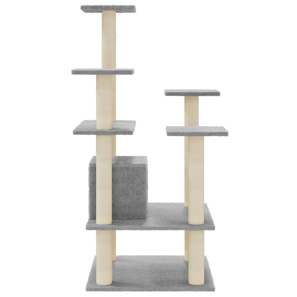 Albero per Gatti con Tiragraffi in Sisal Grigio Chiaro 110 cm - homemem39