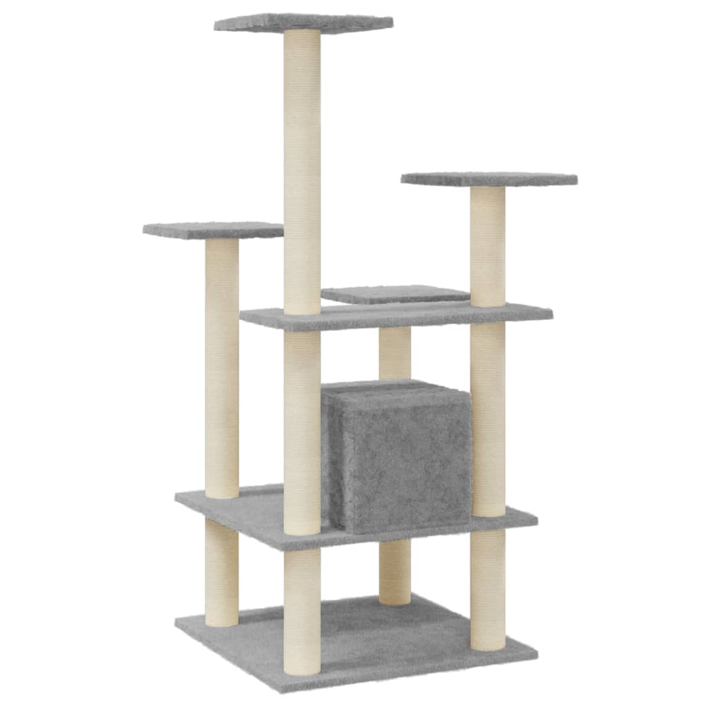 Albero per Gatti con Tiragraffi in Sisal Grigio Chiaro 110 cm - homemem39