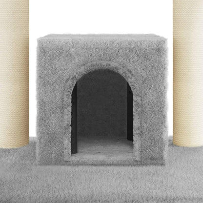 Albero per Gatti con Tiragraffi in Sisal Grigio Chiaro 110 cm - homemem39