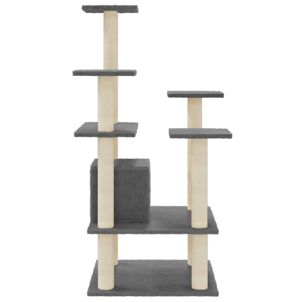 Albero per Gatti con Tiragraffi in Sisal Grigio Scuro 110 cm - homemem39