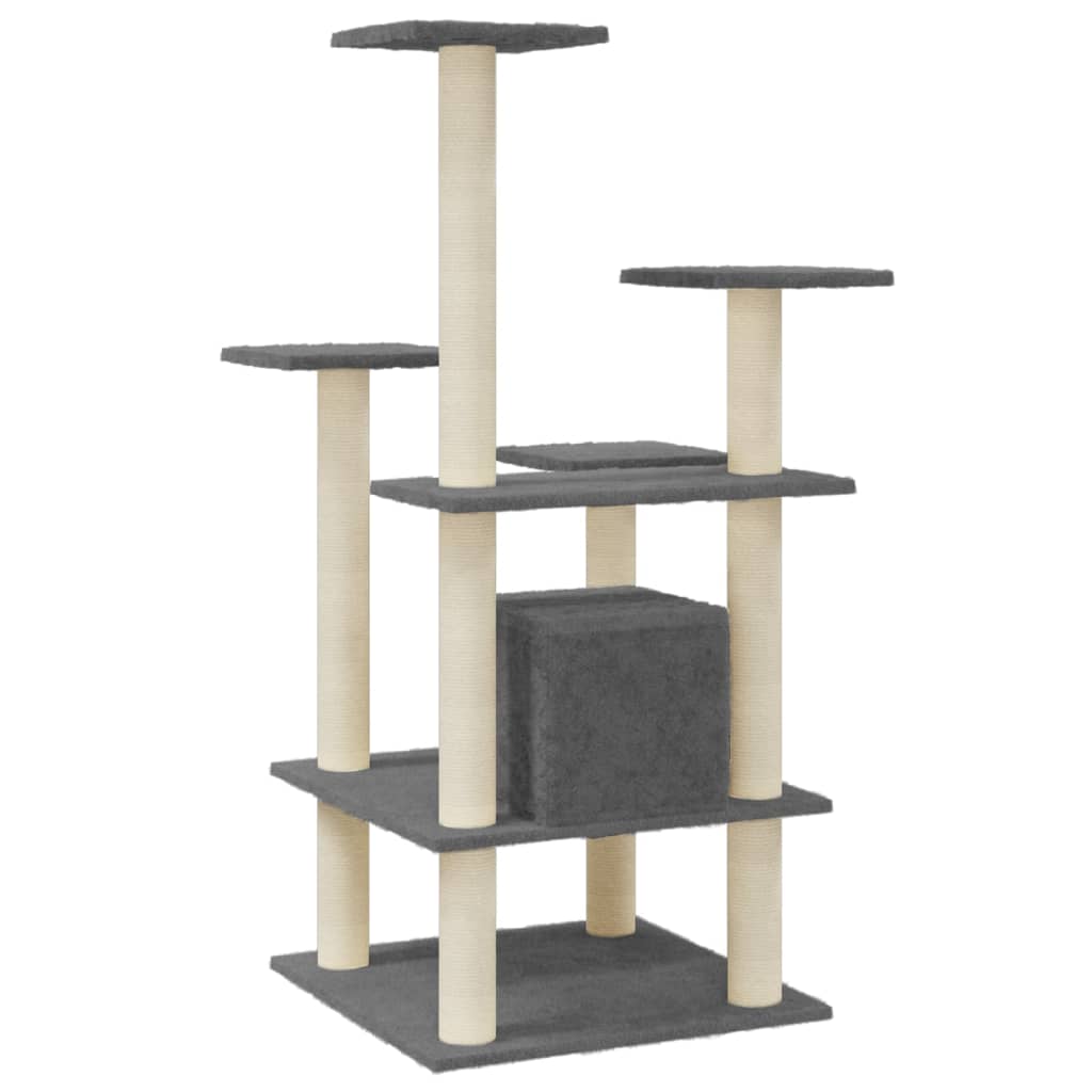 Albero per Gatti con Tiragraffi in Sisal Grigio Scuro 110 cm - homemem39