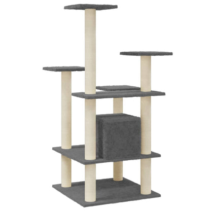 Albero per Gatti con Tiragraffi in Sisal Grigio Scuro 110 cm - homemem39
