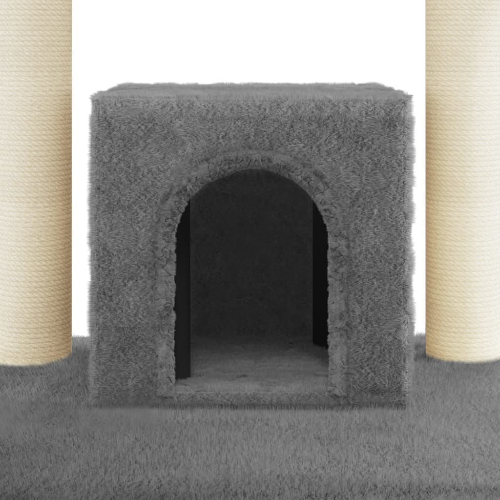 Albero per Gatti con Tiragraffi in Sisal Grigio Scuro 110 cm - homemem39