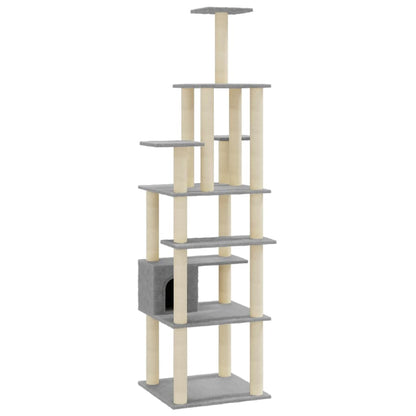 Albero per Gatti con Tiragraffi in Sisal Grigio Chiaro 183 cm | homemem39