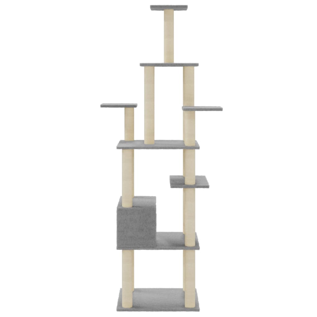 Albero per Gatti con Tiragraffi in Sisal Grigio Chiaro 183 cm | homemem39
