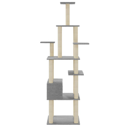 Albero per Gatti con Tiragraffi in Sisal Grigio Chiaro 183 cm | homemem39