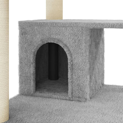 Albero per Gatti con Tiragraffi in Sisal Grigio Chiaro 183 cm | homemem39