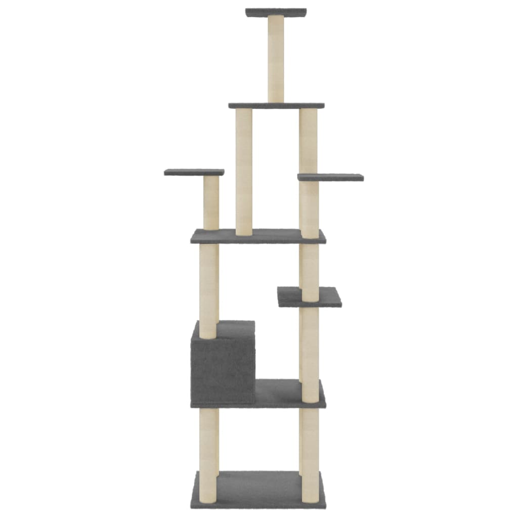 Albero per Gatti con Tiragraffi in Sisal Grigio Scuro 183 cm | homemem39