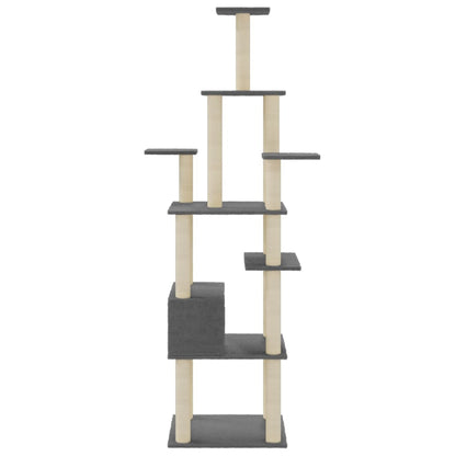 Albero per Gatti con Tiragraffi in Sisal Grigio Scuro 183 cm | homemem39