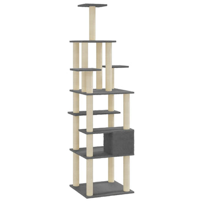 Albero per Gatti con Tiragraffi in Sisal Grigio Scuro 183 cm | homemem39