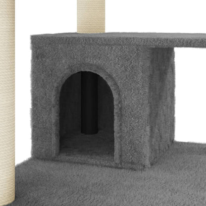 Albero per Gatti con Tiragraffi in Sisal Grigio Scuro 183 cm | homemem39
