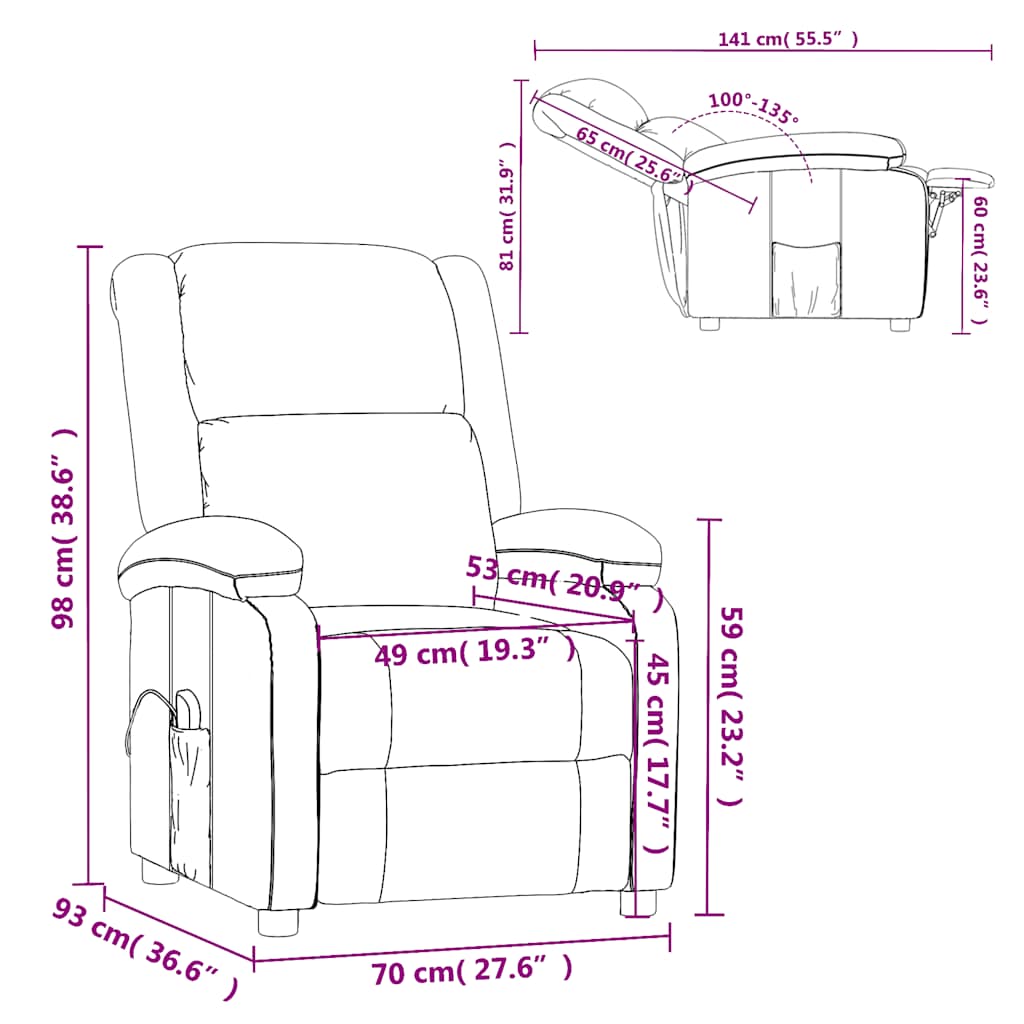 Poltrona Massaggiante Grigia in Similpelle