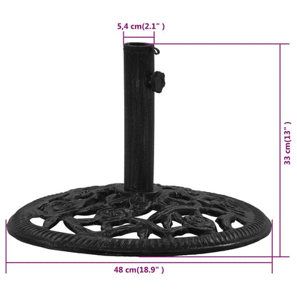 Base per Ombrellone Nera 48x48x33 cm in Ghisa