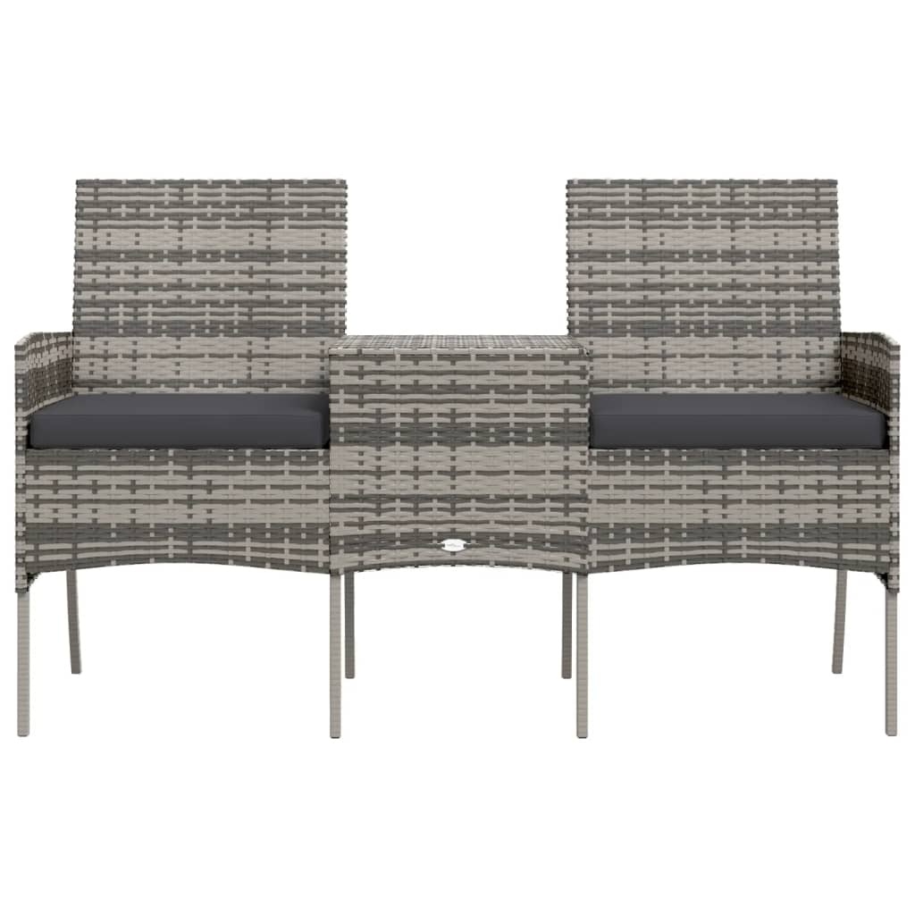 Divano da Giardino 2 Posti con Tavolino in Polyrattan Antracite - homemem39