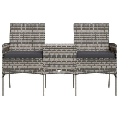 Divano da Giardino 2 Posti con Tavolino in Polyrattan Antracite - homemem39