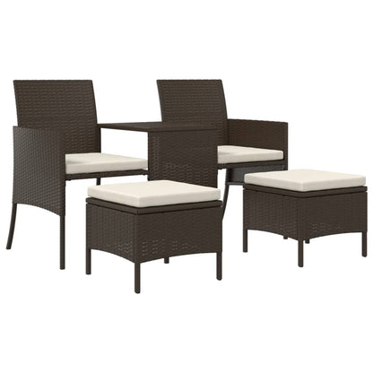Divano Giardino 2Posti con Tavolo e Sgabelli Marrone Polyrattan | homemem39