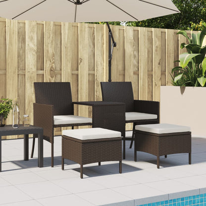 Divano Giardino 2Posti con Tavolo e Sgabelli Marrone Polyrattan | homemem39
