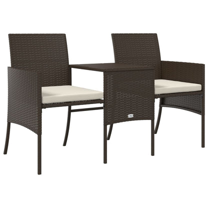 Divano Giardino 2Posti con Tavolo e Sgabelli Marrone Polyrattan | homemem39