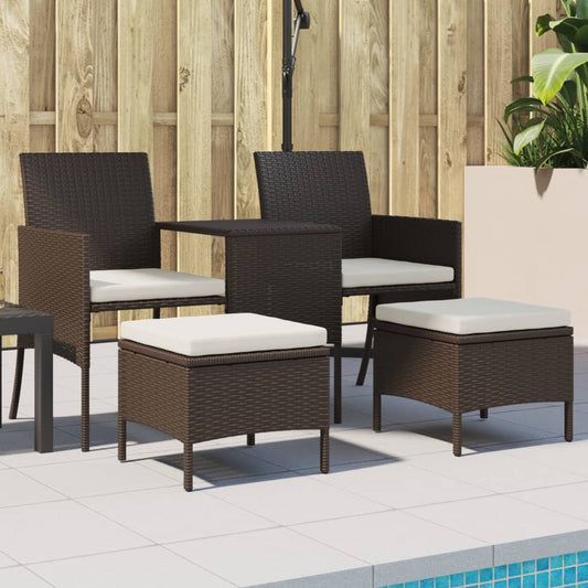 Divano Giardino 2Posti con Tavolo e Sgabelli Marrone Polyrattan | homemem39