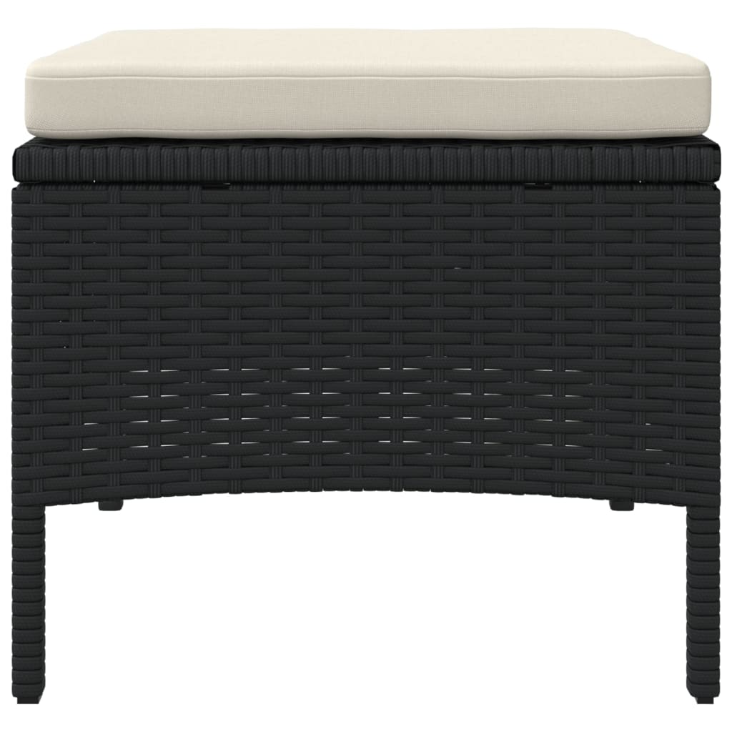 Divano Giardino 2 Posti con Tavolo e Sgabelli Nero Polyrattan | homemem39