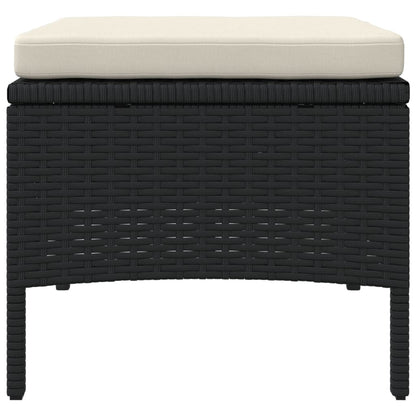 Divano Giardino 2 Posti con Tavolo e Sgabelli Nero Polyrattan | homemem39