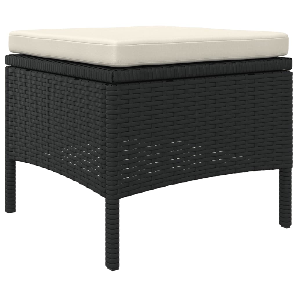 Divano Giardino 2 Posti con Tavolo e Sgabelli Nero Polyrattan | homemem39