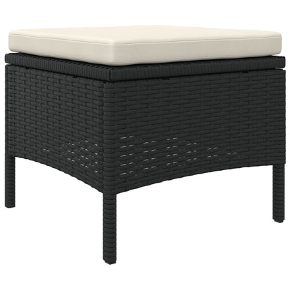 Divano Giardino 2 Posti con Tavolo e Sgabelli Nero Polyrattan | homemem39