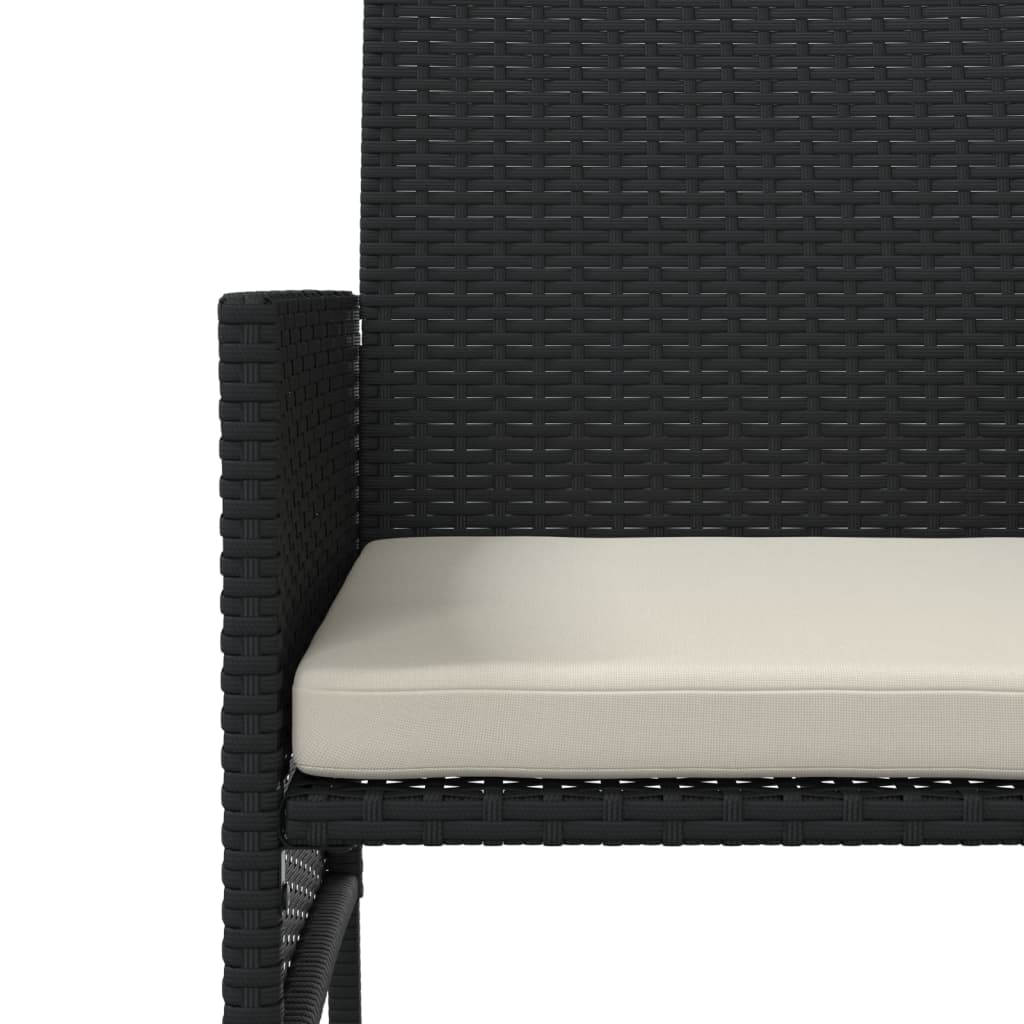 Divano Giardino 2 Posti con Tavolo e Sgabelli Nero Polyrattan | homemem39