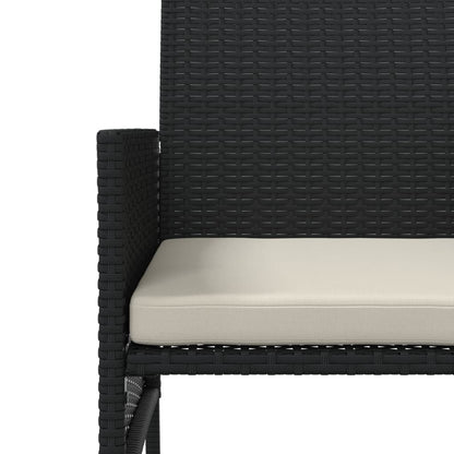Divano Giardino 2 Posti con Tavolo e Sgabelli Nero Polyrattan | homemem39