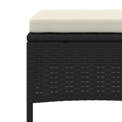 Divano Giardino 2 Posti con Tavolo e Sgabelli Nero Polyrattan | homemem39