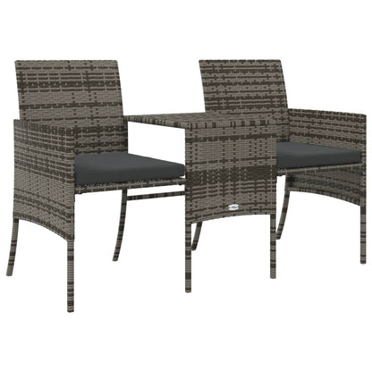 Divano Giardino 2 Posti con Tavolo e Sgabelli Grigio Polyrattan | homemem39