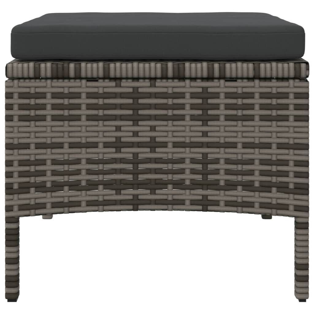 Divano Giardino 2 Posti con Tavolo e Sgabelli Grigio Polyrattan | homemem39