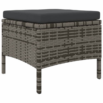 Divano Giardino 2 Posti con Tavolo e Sgabelli Grigio Polyrattan | homemem39