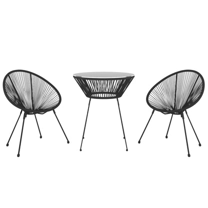 Set da Pranzo per Giardino 3 pz Nero - homemem39