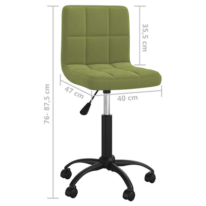 Sedia da Pranzo Girevole Verde Chiaro in Velluto