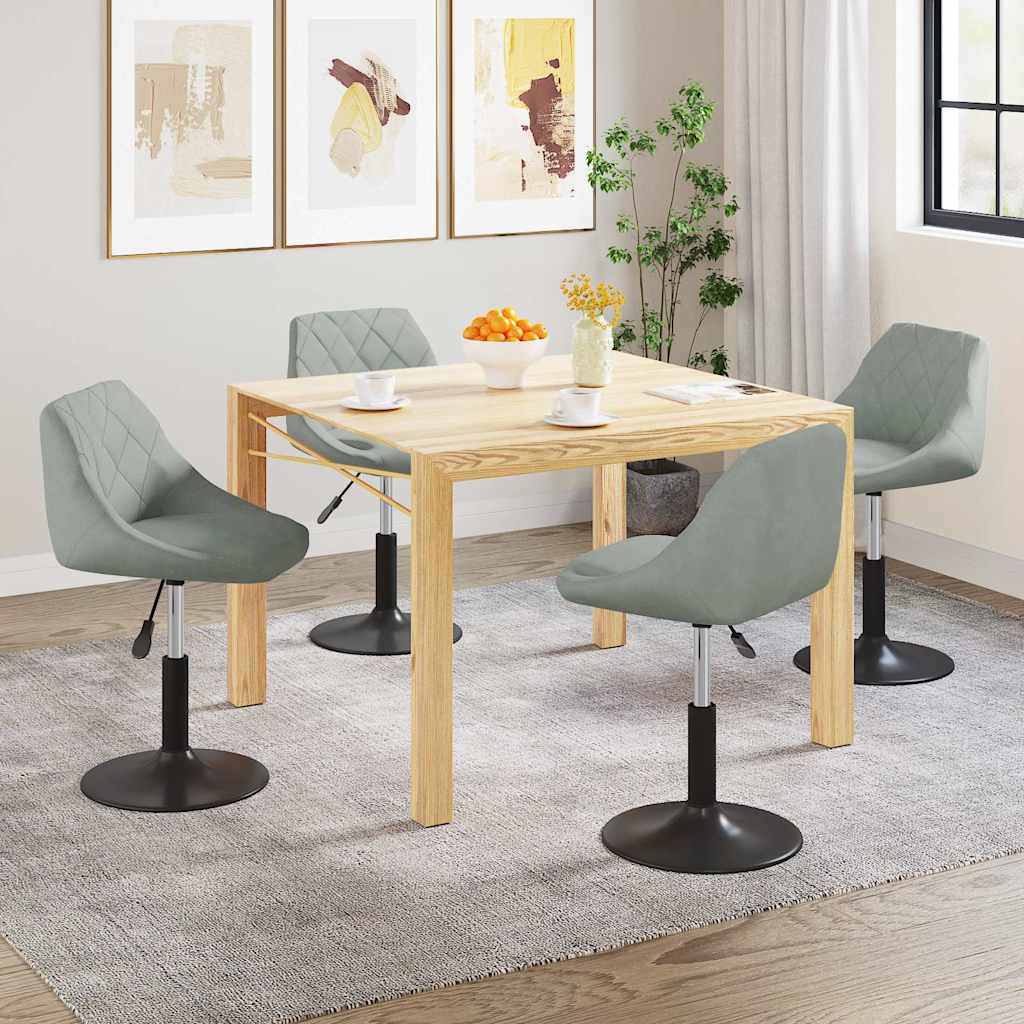 Sedie da Pranzo Girevoli 4 pz Grigio Chiaro in Velluto