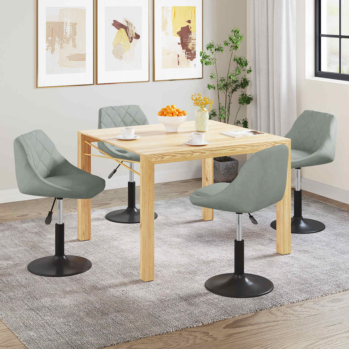 Sedie da Pranzo Girevoli 4 pz Grigio Chiaro in Velluto