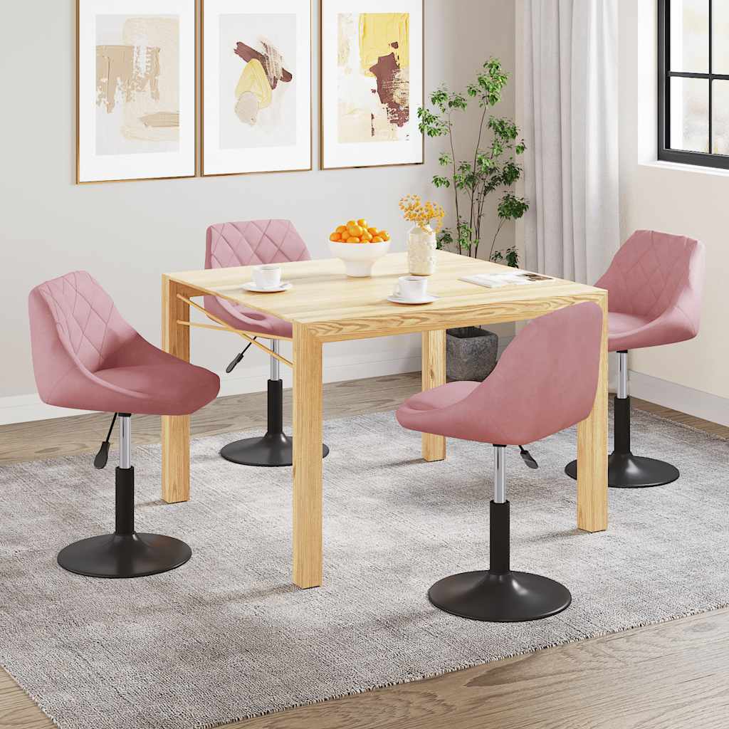 Sedie da Pranzo Girevoli 4 pz Rosa in Velluto | homemem39