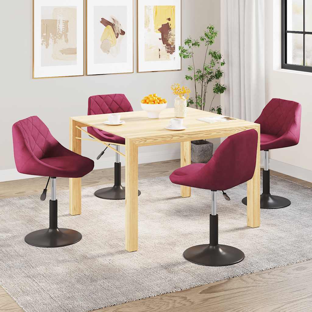 Sedie da Pranzo Girevoli 4 pz Rosso Vino in Velluto | homemem39