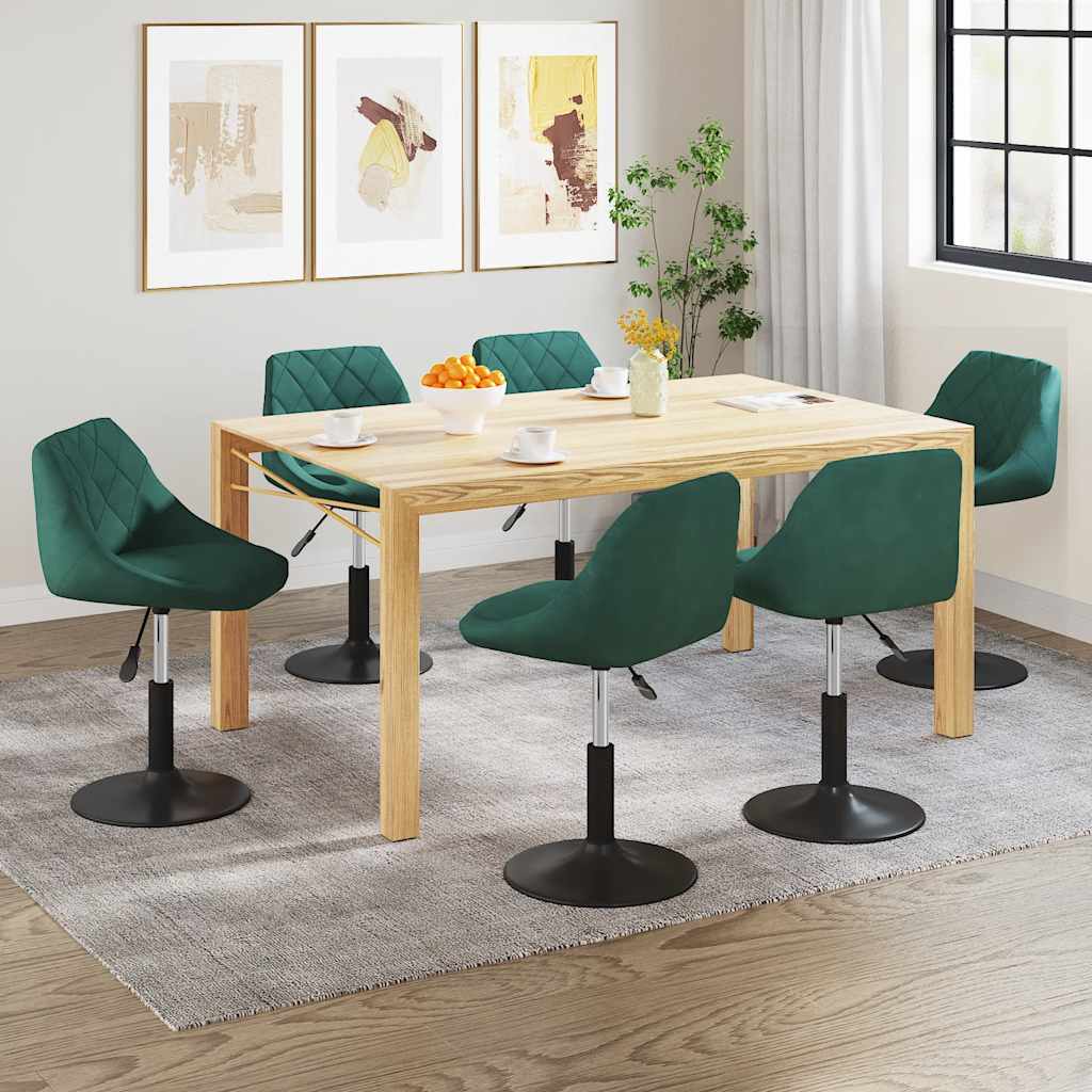 Sedie da Pranzo Girevoli 6 pz Verde Scuro in Velluto | homemem39