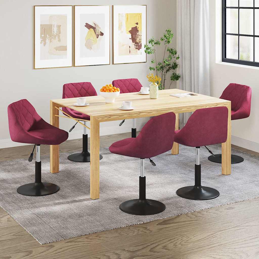 Sedie da Pranzo Girevoli 6 pz Rosso Vino in Velluto