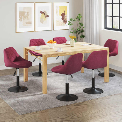 Sedie da Pranzo Girevoli 6 pz Rosso Vino in Velluto