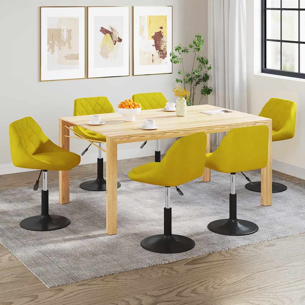 Sedie da Pranzo Girevoli 6 pz Giallo Senape in Velluto | homemem39