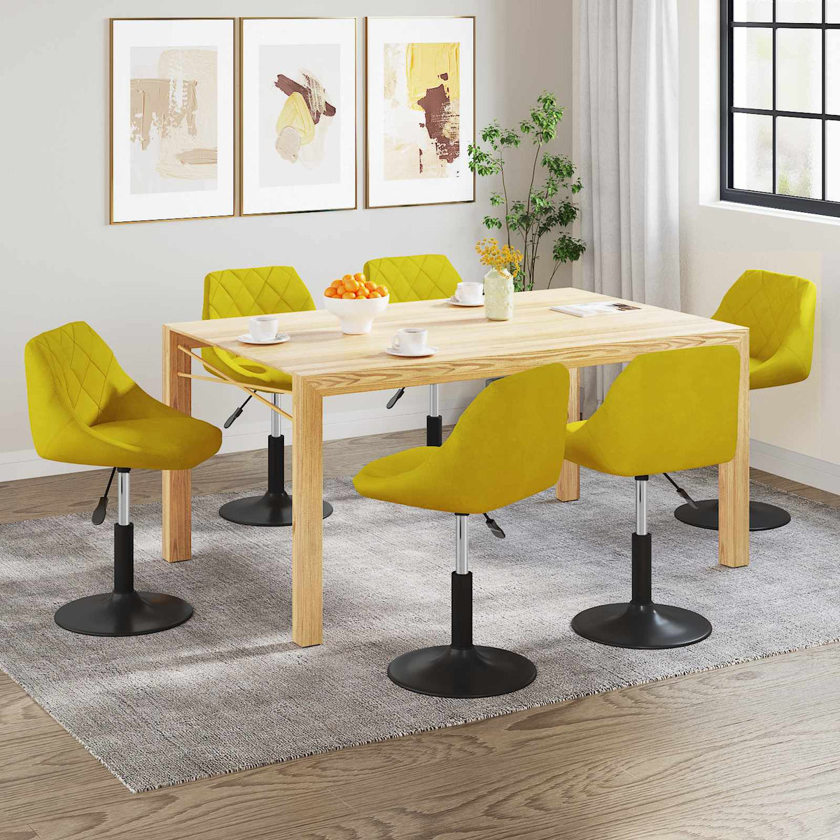 Sedie da Pranzo Girevoli 6 pz Giallo Senape in Velluto