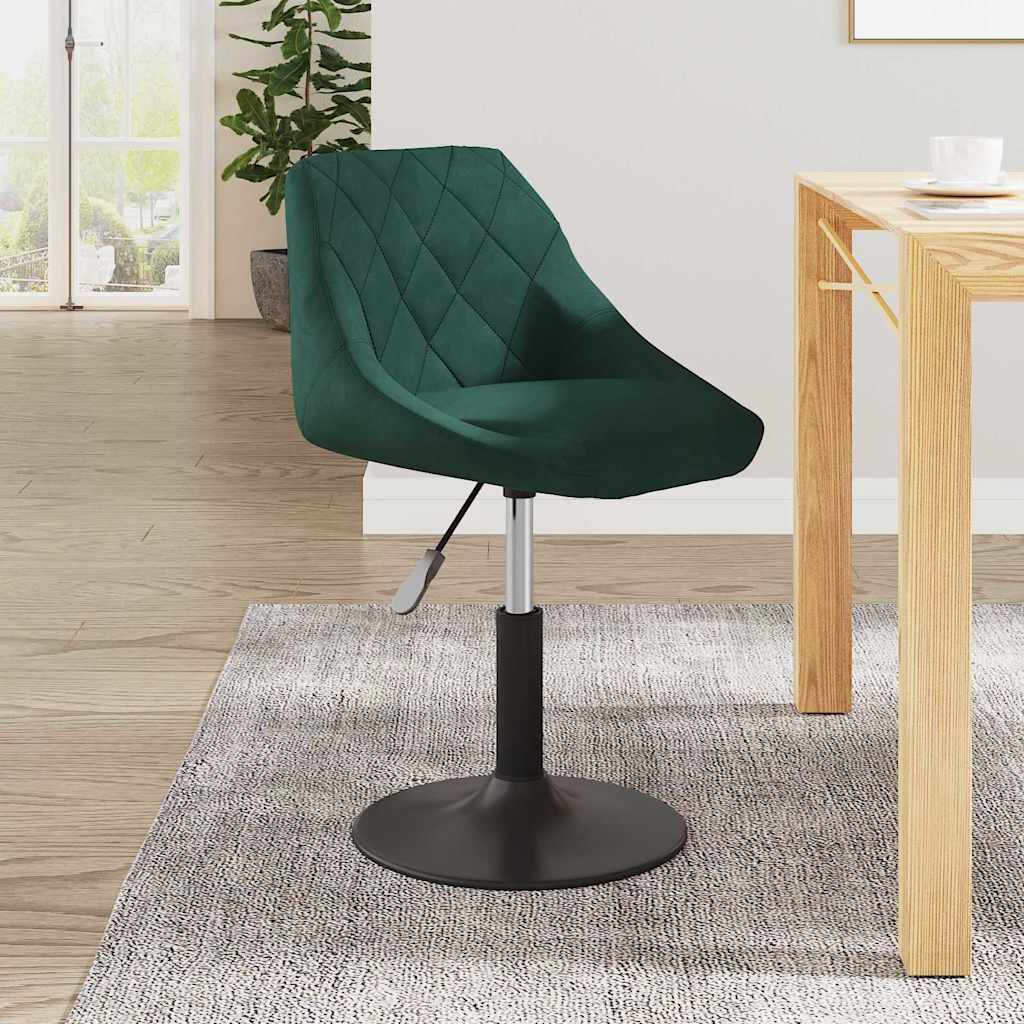Sedia da Pranzo Verde Scuro in Velluto