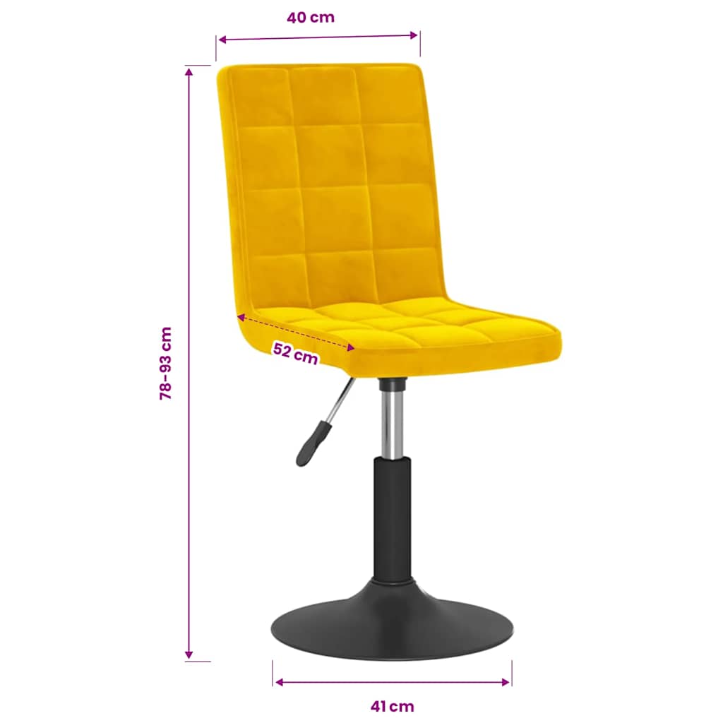 Sedie da Pranzo Girevoli 4 pz Giallo Senape in Velluto | homemem39
